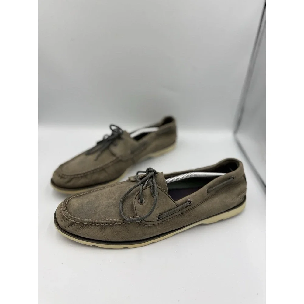 Sperry Leeward 2-Eye Cascade Boat Shoes Men's Size 14M Olive Green Lace Casual